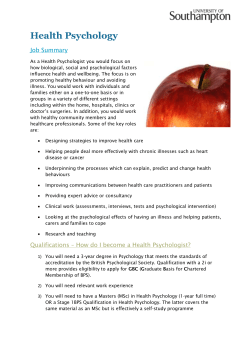 Health Psychology Job Summary