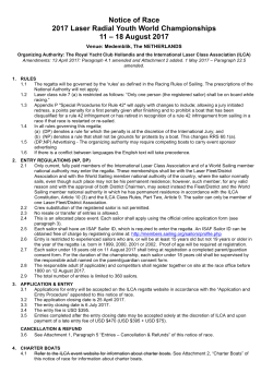 Notice of Race - Laser World Championships