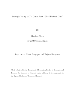 Strategic Voting in TV Game Show &ldquo;The Weakest Link&rdquo; By Haishan