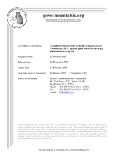 Complaints filed with the FCC against game shows for cheating and