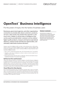 OpenText Business Intelligence Product Overview
