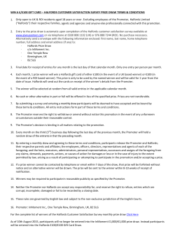 HALFORDS CUSTOMER SATISFACTION SURVEY PRIZE DRAW