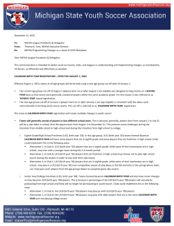 MSYSA Programming Changes Memo for 2016/2017
