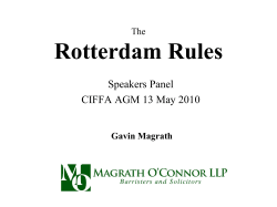 The Rotterdam Rules - Canadian International Freight Forwarders