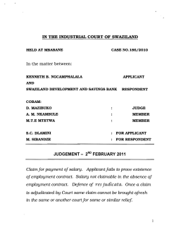 Claimfor payment of salary. Applicantfails to prove existence of