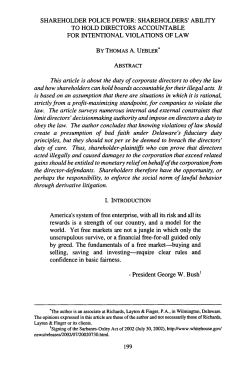 SHAREHOLDER POLICE POWER - The Delaware Journal of