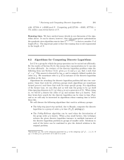 8.2 Algorithms for Computing Discrete Logarithms
