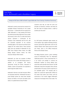 2012, McDonald`s and a Healthy Legacy