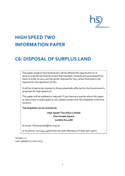 HIGH SPEED TWO INFORMATION PAPER C6: DISPOSAL OF