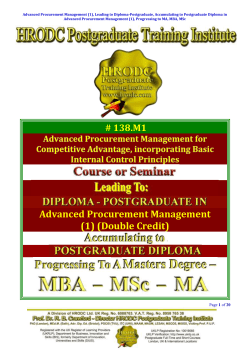 (1) (Double Credit) Advanced Procurement Management for