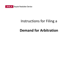 Instructions for Filing a Demand for Arbitration