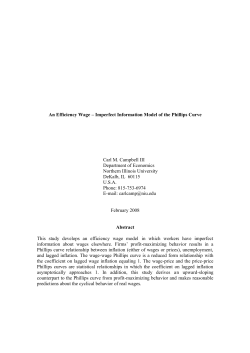 An Efficiency Wage &ndash; Imperfect Information Model of the Phillips