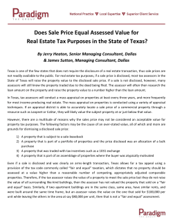 Does Sale Price Equal Assessed Value for Real Estate Tax