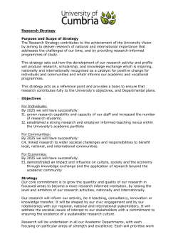 University of Cumbria Research Strategy