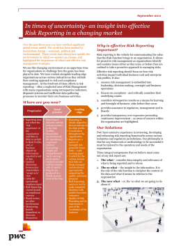 In times of uncertainty- an insight into effective Risk