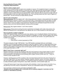 Housing Selection Process (HSP) Frequently Asked Questions How