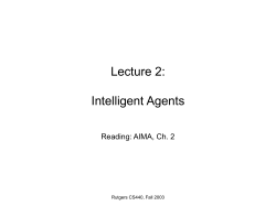 Lecture 2: Intelligent Agents
