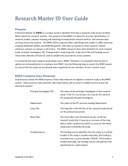 A Research Master ID - The Medical University of South Carolina