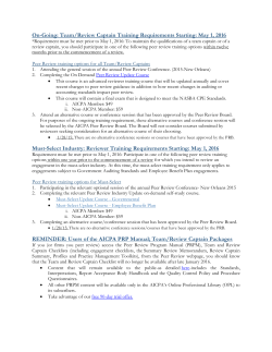 On-Going: Team/Review Captain Training Requirements Starting