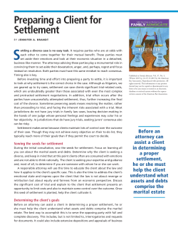 Preparing a Client for Settlement