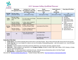 2017 Genesee Valley QuiltFest Planner Every day at the show: