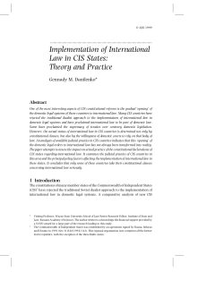 Implementation of International Law in CIS States: Theory and
