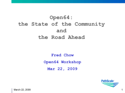Open64: the State of the Community and the Road Ahead