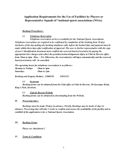 Application Requirements for the Use of Facilities by Players or