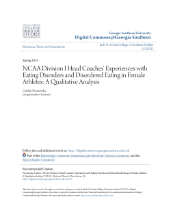 NCAA Division I Head Coaches` Experiences with Eating Disorders