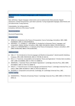 MCTA015-13 Formal Languages and Automata (3-1-4)
