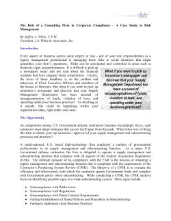 The Role of a Consulting Firm in Corporate Compliance &ndash; A Case