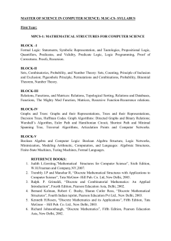 MATHEMATICAL STRUCTURES FOR COMPUTER SCIENCE BLOCK