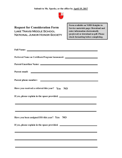 Submit to Ms. Sparks, or the office by April 19, 2017 Form available