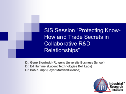 SIS Session &ldquo;Protecting Know-How and Trade Secrets in