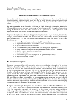 Position description of the electronic documents acquisitions - e-LIS