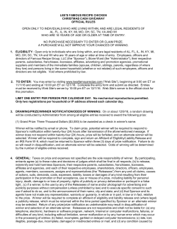 Promotion Mechanics, Inc. - Lee`s Famous Recipe Chicken