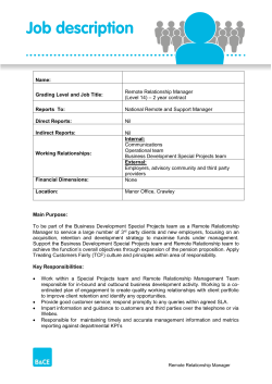 Name: Grading Level and Job Title: Remote Relationship Manager