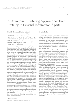 A Conceptual Clustering Approach for User Pro ling in Personal