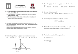 CfE New Higher Homework Sheet 8 1. a) Find the equation of the
