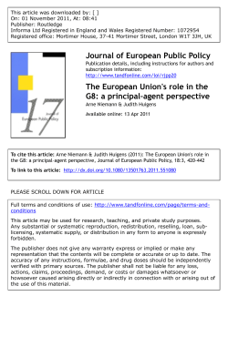 The European Union`s role in the G8: a principal&ndash;agent perspective