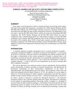 Formal Models of Quality and ISO9000 Compliance