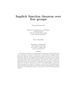 Implicit function theorem over free groups