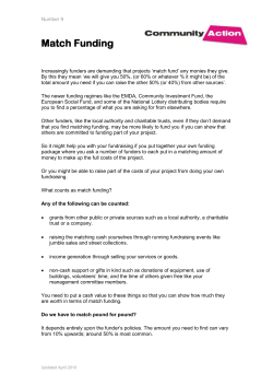 Match Funding - Community Action Derby