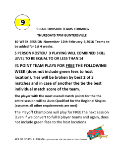 #1 POINT TEAM PLAYS FOR FREE THE FOLLOWING WEEK (does