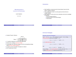 Microeconomics II - Dominance and Rationalizability
