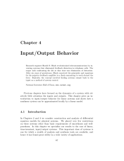 Input/Output Behavior - Control and Dynamical Systems
