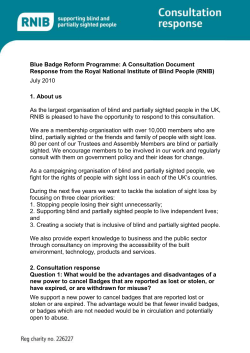 Blue Badge Reform Programme: A Consultation Document