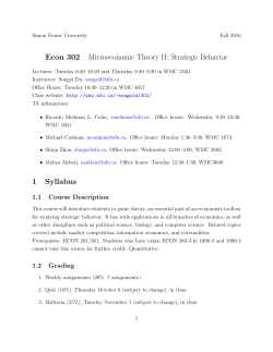 Econ 302 Microeconomic Theory II: Strategic Behavior 1