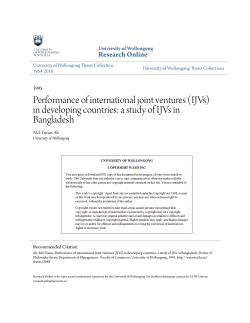 Performance of international joint ventures - Research Online