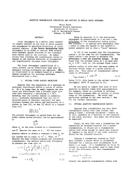 ADAPTIVE TRANSMISSION STRATEGIES AND ROUTING IN
